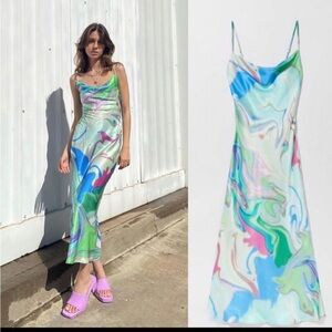 Bershka Colorful Swirl Maxi Dress Like New